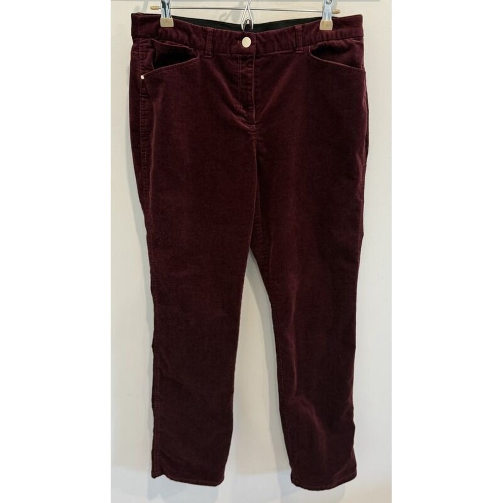 Chicos Burgundy Dark Red Ultra Fine Wale Corduroy Pants Stretch Size 2R 12